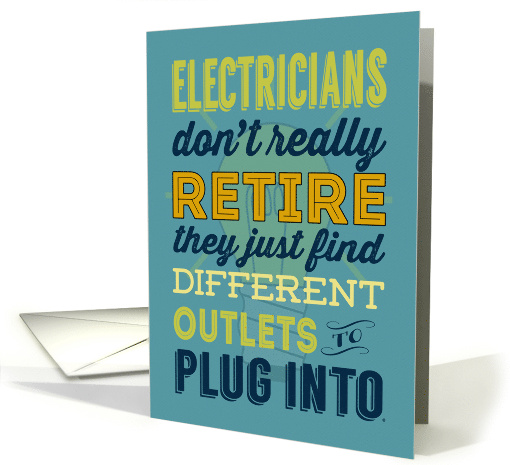Humorous Electrician Retirement Announcement in Retro Style card