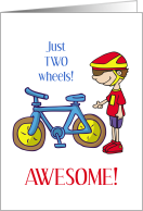 Congratulations to Boy for Learning to Ride Bike with Only Two Wheels card