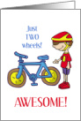 Congratulations to Boy for Learning to Ride Bike with Only Two Wheels card