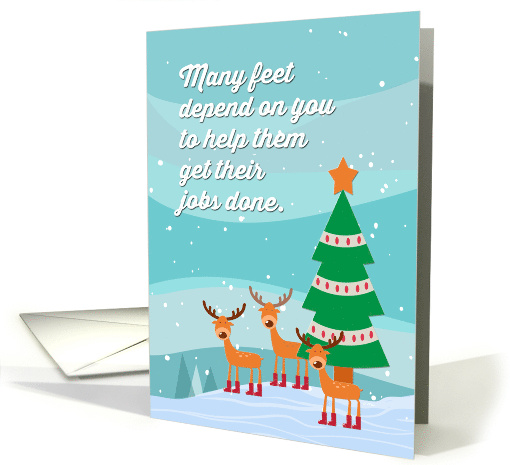Funny Merry Christmas to Podiatrist with Reindeer in Boots card