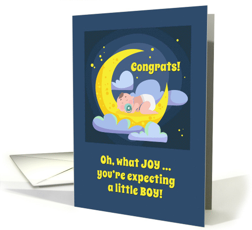 Congrats You're Expecting a Little Boy with Moon and Stars Theme card