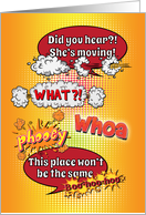 Comic Style Goodbye from All of Us for Female Who is Moving card
