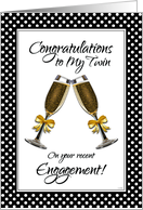 Congratulations My Twin on Your Recent Engagement with Champagne Toast card