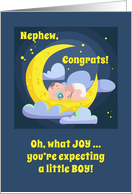 Congrats Nephew You’re Expecting a Little Boy with Night Sky Design card