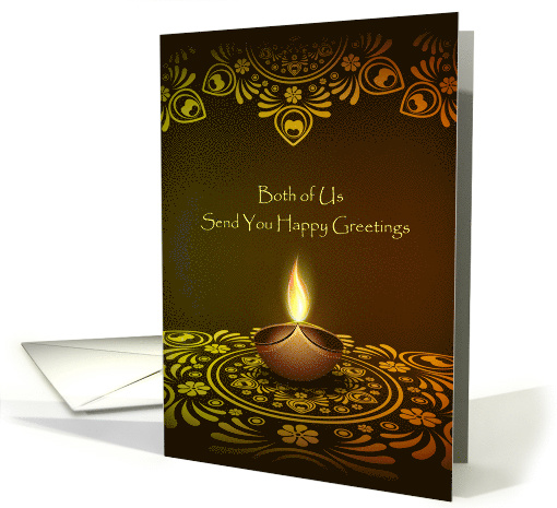 At Diwali Both of Us Send You Happy Greetings with Diya Flame card