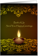 At Diwali Both of Us Send You Happy Greetings with Diya Flame card