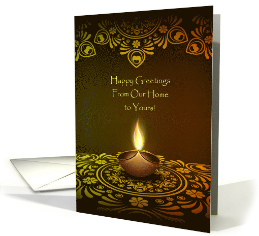 Happy Diwali Greetings From Our Home to Yours with Diya card (1406752)