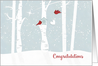 Congratulations on Winter Wedding to Love Birds in Winter Woods card