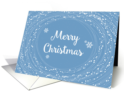 Merry Christmas with Cheerful Swirling Snow with Blue Sky card