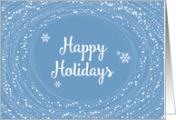 Happy Holidays with Elegant Swirling Snow Design with Blue Background card