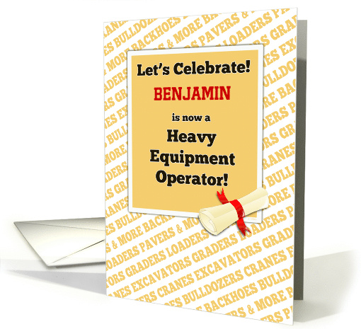 Graduation Party Invitation for Heavy Equipment Operator card