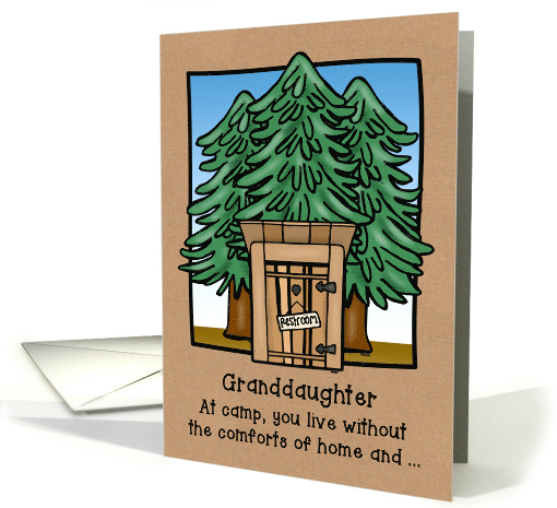 Thinking of Granddaughter at Camp with Funny Outhouse Design card