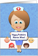 Happy Pediatric Nurses Week with Nurse and Diverse Kids’ Faces card