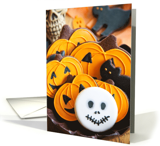 Attractive Plate of Halloween Cookies with Cheerful Message card