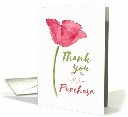 Thank You for Your Purchase with Elegant Floral Watercolor Design card