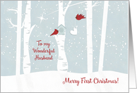 Merry First Christmas to My Wonderful Husband with Love Birds card