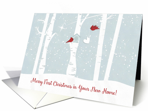 Merry First Christmas in Your New Home with Night Forest Scene card