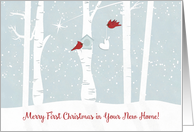 Merry First Christmas in Your New Home with Night Forest Scene card