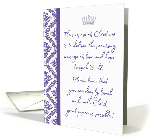 Purpose of Christmas is Love and Hope and Peace with Christ card