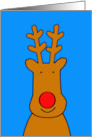 Cartoon Cute Reindeer with Red Nose Happy Holidays card