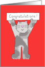 New Cat or Kitten Congratulations Cute Grey Cat Holding a Banner card