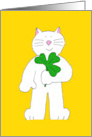 St. Patrick’s Day Cute Cartoon Cat Holding a Shamrock card