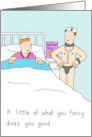 Gay Male Funny Get Well Soon Cartoon Sexy Nurse in Hospital card