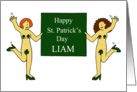 St. Patrick’s Day Burleque Cartoon Dancing Ladies Personalize Any Name card