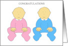 Congratulations on Birth of Your Twins Boy and Girl card