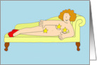 Burlesque Almost Naked Sexy Cartoon Lady Wearing Stars and Shoes card