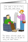 Relationship Humor Cartoon a Woman Giving a Man a List of Chores card