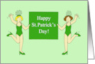 St. Patrick’s Day Burlesque Dancing Cartoon Ladies in Green Outfits card