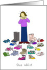 Shoe Addict Cartoon Lady with Vast Shoe Collection Blank Inside card
