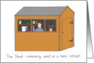 The Shed as a Man Cave Retreat Cartoon Humor card