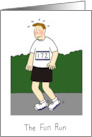 Fun Runner Cartoon Exhausted Man in Running Race card