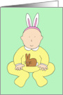First Easter for Baby Cute Baby Sitting Wearing Bunny Ears Cartoon card