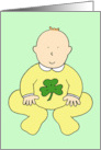 First St. Patrick’s Day Cute Cartoon Baby in Shamrock Outfit card