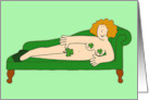 St. Patrick’s Day Burlesque Cartoon Lady Wearing Shamrocks card