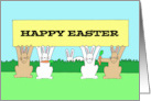 Cartoon Easter Bunnies Eating Carrots and Holding a Banner card