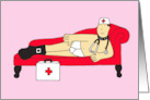 Sexy Gay Get Well Soon Cartoon Funny Male Biker Nurse card