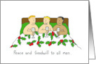 Christmas Cartoon Gay Threesome Peace and Goodwill to All Men card