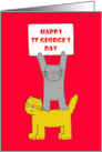 St George’s Day Cartoon Cats Holding a Banner April 23rd card