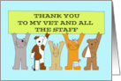 Thank You Vet and Staff Cute Bandaged Cartoon Pets card