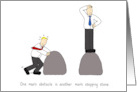 Business Motivational Cartoon Obstacles and Stepping Stones card