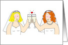 Congratulations Two Cartoon Brides Civil Partnership or Wedding card