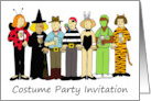 Costume Party Invitation Cartoon Tiger Lady Bug Doctor Witch Pirate card