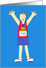 Congratulations on Running 100th Marathon for Him Cartoon Man card