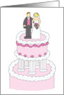 Wedding Marriage Celebration Romantic Bride and Groom on a Cake card