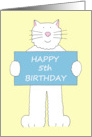 Happy 5th Birthday Cartoon Fluffy White Cat Holding Up a Sign card