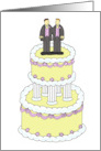 Civil Partnership Wedding Male Couple Invitation Two Grooms on a Cake card